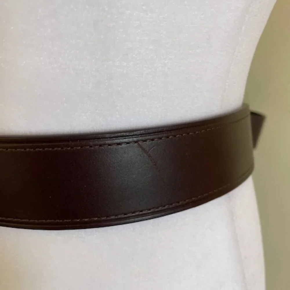 COACH Vintage Brown Leather Silver Tone Textured Buckle Men's Belt 38